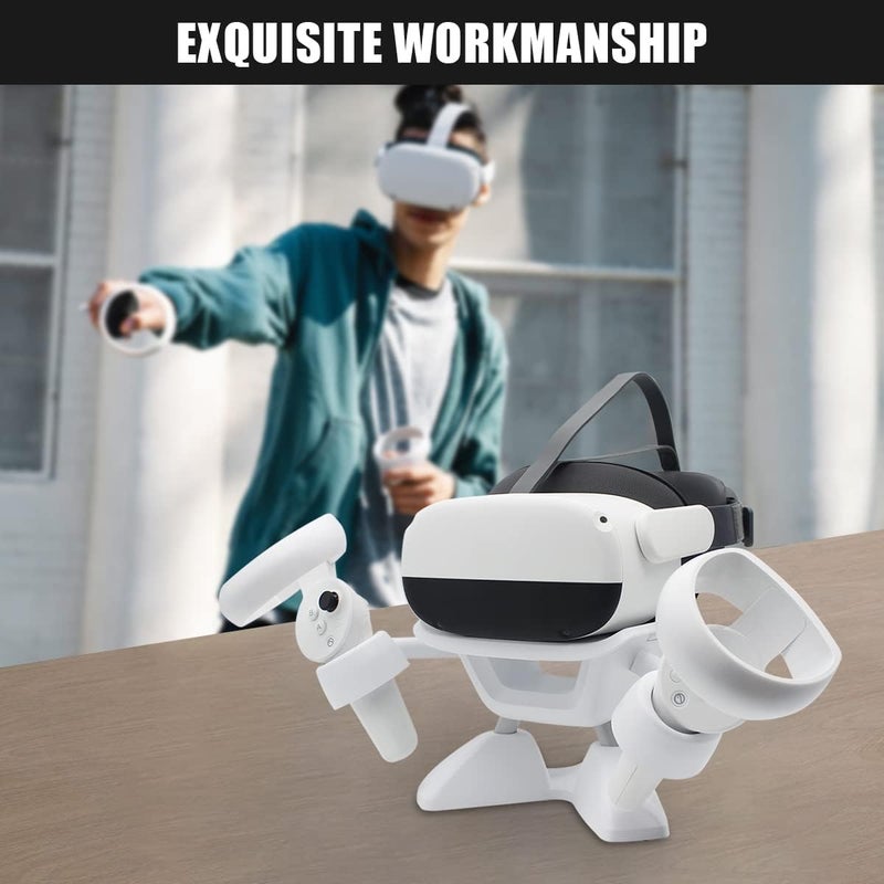 Dollox VR Stand, VR Headset Stand VR Display Holder Storage Virtual Reality Headset Desktop Display Stand for Oculus Quest 2, Quest 3/3s, Rift, Rift S, Valve Index Headsets & Touch Controllers - Image 3